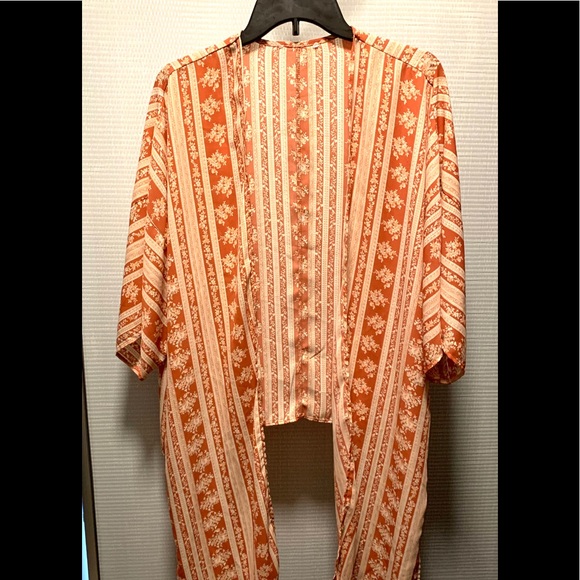 Vintage Boho Tunic Cardigan Kimono Top Pink Cream - Picture 6 of 16